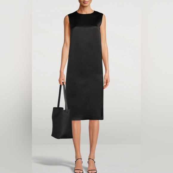 NWOT Ann Demeulemeester little Black Satin Sleeveless Dress - Picture 1 of 12